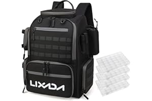 Lixada Torba wędkarska, plecak wędkarski, duża torba wędkarska, plecak wędkarski do przechowywania i organizacji, akcesoria wędkarskie i sprzęt wędkarski na kemping, wędrówki, podróże, z pojemnikami