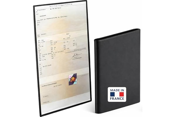 Idée pro mobilité® Étui Carte Grise 3 Volets en PVC Gomme Souple – Protège Certificat d’Immatriculation Auto & Moto – Fabriqué en France