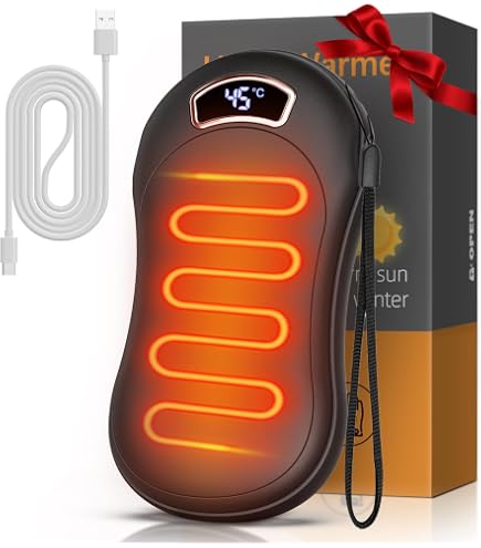 2 Chauffe-Mains Rechargeables 6000mAh - 3 Niveaux Chaleur - 20H Autonomie - Cadeau Hiver