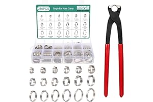 Faankiton 280PZ Abrazadera de Una Oreja, Abrazaderas de Manguera de Una Sola Oreja, Abrazaderas de Manguera de Acero Inoxidable 304, 5.3-37.6mm Abrazaderas de Oreja de Acero Inoxidable con Alicates