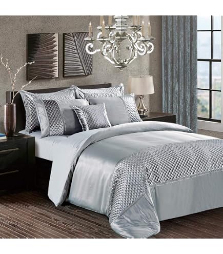 Luxury Crinkle Ruffle Sequin Band Duvet Cover and Pillowcase Bling Bedding Set