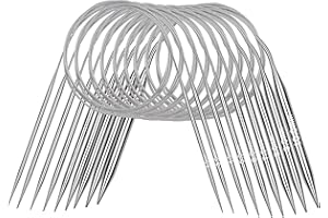 Coopay 9 Aiguilles à Tricoter Circulaires en Acier Inoxydable, 100cm Aiguille Circulaire Tricot en Rond, Taille Visible, 2,5-10mm Aiguilles Circulaires Tricot pour Tricoter Chaussettes, Layette, Pull