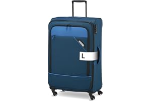 paklite Reisekoffer 4 Rollen, Weichschalen Rollkoffer groß, erweiterbar, DERBY, Stilvoller Trolley mit Dehnfalte, TSA Schloss, 77 cm, 102 - 115 Liter