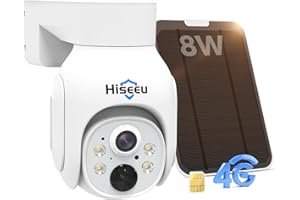 Hiseeu 3G/4G LTE Telecamera da Esterno con Scheda SIM 100MB,Senza Fili 2K 360° Solare PTZ Telecamera Sorveglianza Batteria con Visione Notturna a Colori,Rilevamento PIR,Tracciamento Auto,Audio a 2 Vie