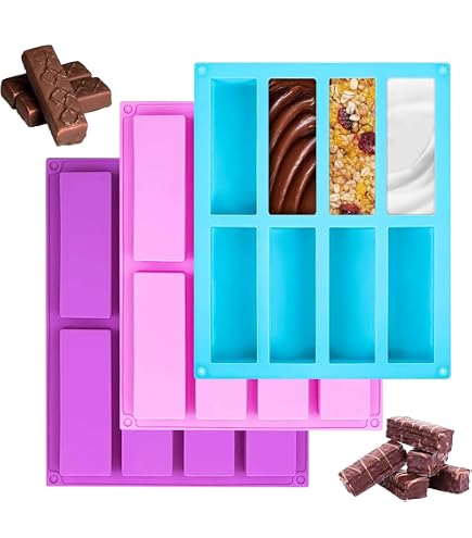 2 Moules Silicone Rectangulaires Pour Barres De Céréales - Dimensions 21,3x26,7x2 Cm, 8 Cavités, Résistant