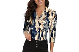 Soneven Bluse Damen Elegant V-Ausschnitt Sport Shirt mit Kragen Poloshirt Damen Langarm Golf Polo Sommer Oberteil Atmungsaktiv T-Shirt