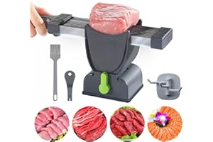LeKuni trancheuse à Viande multifonctionnelle pour Viande Crue fraîche, épaisseur réglable 2 ou 4 mm, trancheuse manuelle Avec brosse, crochet, aiguisoir