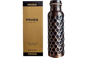 PRURA Kopparvattenflaska Diamond Black Ren kopparflaska Yogavattenflaska Ayurveda hälsofördelar Läckagesäker (900 ml/32 oz, D
