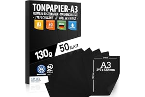 50 ark lerpapper professionellt tonritpapper DIN A3-130 g/m² djupsvart