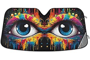 ODAWA Sonnenschutz für die Windschutzscheibe, bunte Augen, faltbar, blockiert UV-Strahlen, Autofenster-Sonnenschutz