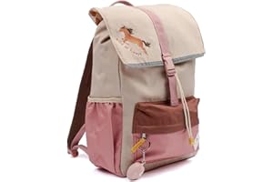 Fabelab Plecak dziecięcy dla dziewcząt, plecak do przedszkola, dla dziewczynek od 6 lat, 100% poliester z recyklingu, plecak szkolny dla dziewcząt, plecak dziecięcy o pojemności 14 l, Rosa