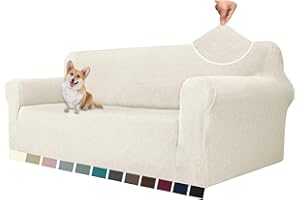 YSTELLAA Elasticizzato Copridivano 3 Posti, Universale Copri Divano Con Braccioli, Moderno Copridivani Elasticizzati, Copridivano Antigraffio Gatto, Sofa Cover Antiscivolo Lavabili, Bianco Crema