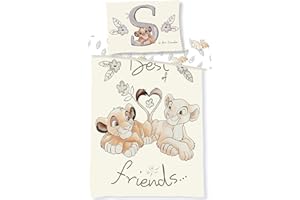 Le King Lion Simba Nala Pościel dla niemowląt 100x135 cm Poszewka na kołdrę 40x60 cm Disney 100% Bawełna