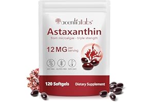 ‎TAMIODFO Astaxanthin 12mg Ergänzungen, 120 Softgels Premium Astaxanthin Antioxidans Ergänzungen unterstützt Auge, Gelenk, innere Zirkulation, Hautgesundheit & natürliche Brünung, frische Mikroalgen Quelle