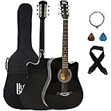BLUEBERRY B-D38, Acoustic Guitar Kit Inbuilt Truss Rod with Bag, Strap, One Pack Strings And Picks - 38 Inch (Black): 