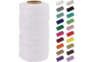 Uiopa Macrame Corde 2mm x 100m, Naturel Fil Macramé Fil de Coton Ficelle Corde, DIY Cordelette pour Tressée, Tapisserie de Plante, Tenture Murale, Cadeau Décoration, Emballage (Blanc)