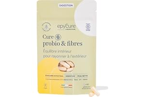 EPYCURE - Cure Complexe Probio et Fibres - Rééquilibre Microbiote Intestinal, Améliore Digestion - 100% Naturel - 4 Souches Probiotiques, Inuline, Calcium, Zinc - 1 Mois - Vegan - Fabriqué en France