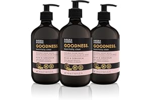 Baylis & Harding Goodness Rose & Geranium Natural Hand Wash, 500 ml (Pack of 3) - Vegan Friendly