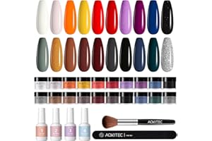 ‎AOKITEC Dipping Powder Nails Set, Aokitec 26Pcs Dip Pulver Nagel Starter Kit 20 Farben Dipping Powder Acryl Nail Puder Glitzer mit Aktivator Basis-/Decklack für Nails Art Maniküre DIY Salon (Spacewalk)