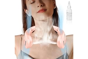 DDKJ Ventilador de Cuello con Agua,Ventilador de Cuello Portátil Silencioso 5 Velocidades,Ventiladores Portatil USB Recargable,para Viajes/Escuela/Deportes/Oficina,para Niño/Mujer/Hombre-Rosa
