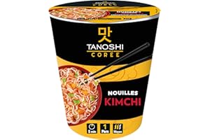 TANOSHI - Cup Nouilles Saveur Kimchi - Sans Huile De Palme - Sans Glutamate Ajouté - 1 Personne - 65 g