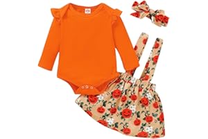 Gajaous Set di costumi per neonati per Halloween, set di body zucca per neonate e bambine in età prescolare, set di gonna e abito a tema zucca per neonati, abito zucca per neonati per Halloween