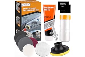 Xtremeauto Headlight Restoration Kit - Car Headlight Restorer Kit, Restore & Repair Yellow Faded Headlights, Car Headlight Restoration Kit Easy To Use With Drill Head, Rubbing Compound Coating