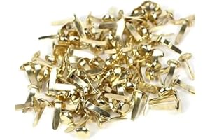 BESMRPG 100 Stück Mini Brads Musterbeutelklammern,Gold Rundkopfklammern,Brad Bastelklammern,Druckklammerform,Brad Papierklammern,Basteln Beutelklammern,Musterbeutelklammer Klein für Schule Büro Papier