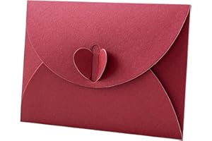 UTILIZENMALL 20 Pack Mini Gift Card Envelopes with Heart Clasp - 10.5 x 7cm (A7 Size) - Perfect for Love Letters, Wedding Invitations, Greeting Cards & Party Favours -RED