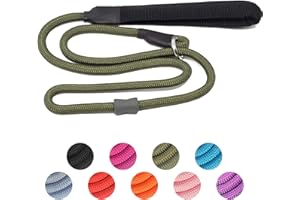 HEYDOGGY Strong Slip Lead - Heavy Duty Nylon Dog Training Leash, Durable Grey Rope Lead No Pull Walking Leash with Rubber Stopper & Padded Handle for Small Medium Large Puppy Dogs, 1.2m Army Green