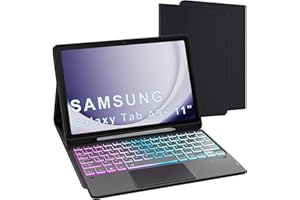 VANKEYPAD pour Samsung Galaxy Tab A9+ 11 pouces Étui avec clavier détachable - français AZERTY, Clavier rétroéclairé 3 zones 7 couleurs DIY avec pavé tactile - Étui clavier pour Galaxy Tab A9 Plus 11" 2023