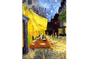 DONELTON Pintar por Numeros adultos Van Gogh - Cuadros para Pintar por Números con Pinceles y Pinturas Brillantes - Lienzo con dibujos para Pintar con Numeros para adultos - Sin Marco (Cafe)