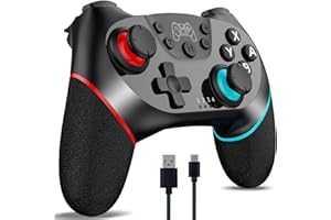 CuleedTec Manette Switch sans Fil, Bluetooth Manette Switch Pro Controller Compatible avec Switch/Lite/OLED, avec Turbo Réglable et Vibration/Réveil/6 Axe-gyro/Capture D'écran