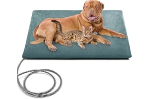 petnf Heizkissen für Haustiere im Freien, wasserdichtes elektrisches Heizkissen, automatische Temperaturregelung, bissfestes Kabel, ideal für Hundebetten, Katzenhäuser, Zwinger-Grau 40 * 70