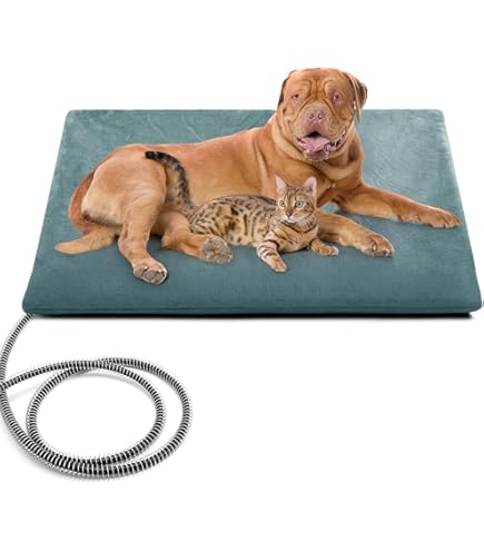 Verwarmingskussen voor huisdieren met regelaar, geschikt voor katten en honden, met 6 temperatuurinstellingen en een 24-uurs timer, led-display