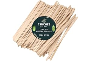 PASTIKO Wooden Coffee Stirrers 177mm (100 Pcs) | Disposable Eco Friendly Wooden Stirrer, Cocktail Sticks, Hot & Cold Drink Stirrers, Cocktail Stirrer, Long and Sturdy Craft Sticks for Tea, Coffee & Cocktails
