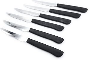 KIMERA BLISTER 6 PEZZI Coltelli da PIZZA e FOCACCIA, Lama INOX Seghettata 10 CM. DOI LEONS Made In Italy