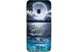 DiaryTown Kompatibel mit Samsung Galaxy A40 2019 Hülle Silikon, Galaxy A40 Handyhüllen Cover Weich Muster Schwarz Schutzhülle Handy Cases Dünn Soft TPU für Mädchen Frauen Jungen, Mond