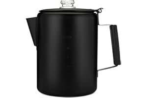 COLETTI Black Bozeman Percolator Coffee Pot — Stovetop Coffee Makers, Camping's Sleekest Stainless Steel Percolator – NO Aluminium or Plastic (12 Cup)