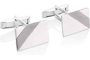 STERLL Uomo Gemelli da Sposa Argento 925 Lucido con Strisce Ossidate I Migliori Regali per Uomini