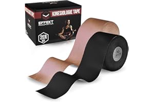 ‎EFFEKT MANUFAKTUR Effekt Manufaktur Kinesiotape - 2 Rollen 5m x 5cm Kinesiologie Tape in schwarz und beige - Wasserfestes & Elastisches Kinesio-Tape zum Sport - Ungeschnittenes Muskeltape - Uncut Physio Tape