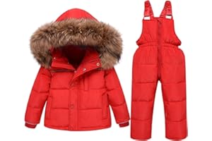 amropi Combinaison de Ski Bébé Filles Veste de Duvet à Capuche et Pantalons de Neige 2 Pièces Hiver Ensemble de Ski pour 1-5 Ans