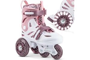 ‎CARIBOO cariboo Rollschuhe Für Kinder Inliner Für Anfänger Verstellbar 2 Größen Mit Lernlaufräder Glitzern Rosa Rollschuhe Mädchen Ballerina