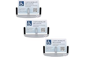 Idée pro mobilité® – Support de Carte CMI/PMR Adhésif Pare-Brise – Handicapé, Taxi, VTC, Stationnement – Polycarbonate Anti-UV – Fabriqué en France – Lot de 3