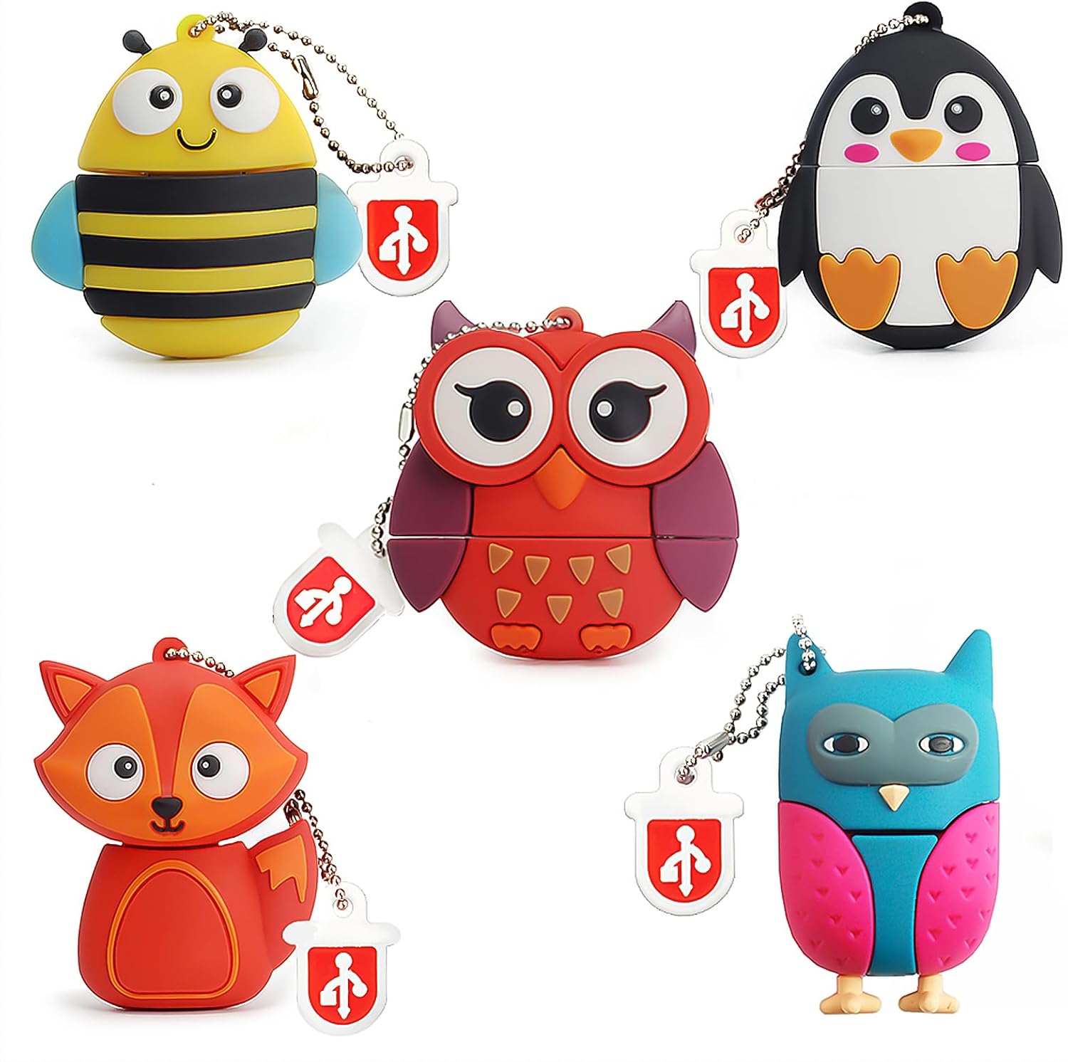 LEIZHAN 8GB USB Flash Drive 2.0 Silicone Cute Little Animals Novelty Memory Stick Children Gift External Pendrives Fox Bee Owl Penguin