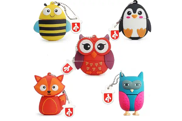 LEIZHAN 5pcsX16GB Cute Animals USB Flash Drive Lovely Fox&Bee&Owl&Penguin USB Pen Drive Sets Sticks Gift For Students Kids Children Memoria U Disk
