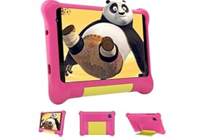MUJENYZ Kids Tablet 7 inch Android 13, 5(2+3) GB RAM+32GB ROM, Tablet for Kids with Parental Control, Dual Cameras, 1024x600 HD IPS Screen, Bluetooth Wifi, Child Tablet with Case (Pink)