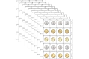 Vueinrg 10 Fogli Raccoglitore Monete Tasche Porta Monete da Collezione Portaoggetti Album Bustine per Monete con 9 Buche Standard 20 Scomparti per 2 Euro Monete Penny Francobolli