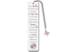 FCZIVA Mamma Segnalibri Festa della Mamma Regalo Segnalibro Farfalla Mamma Regalo di Compleanno Ti Voglio Bene Mamma Pensionamento Apprezzare l'amore Citazioni Incise Ricordi Regali Natale da Figlio Figlia