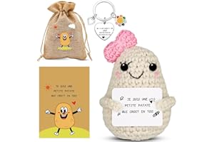 Szhhrxi Poupées de Pomme de Terre en Français avec Porte Clés et Carte, Cadeau Original & Amusant, Idée Drôle Anniversaires pour Homme Femme Collègue, Gadget Utile Rigolo Motivation (B)